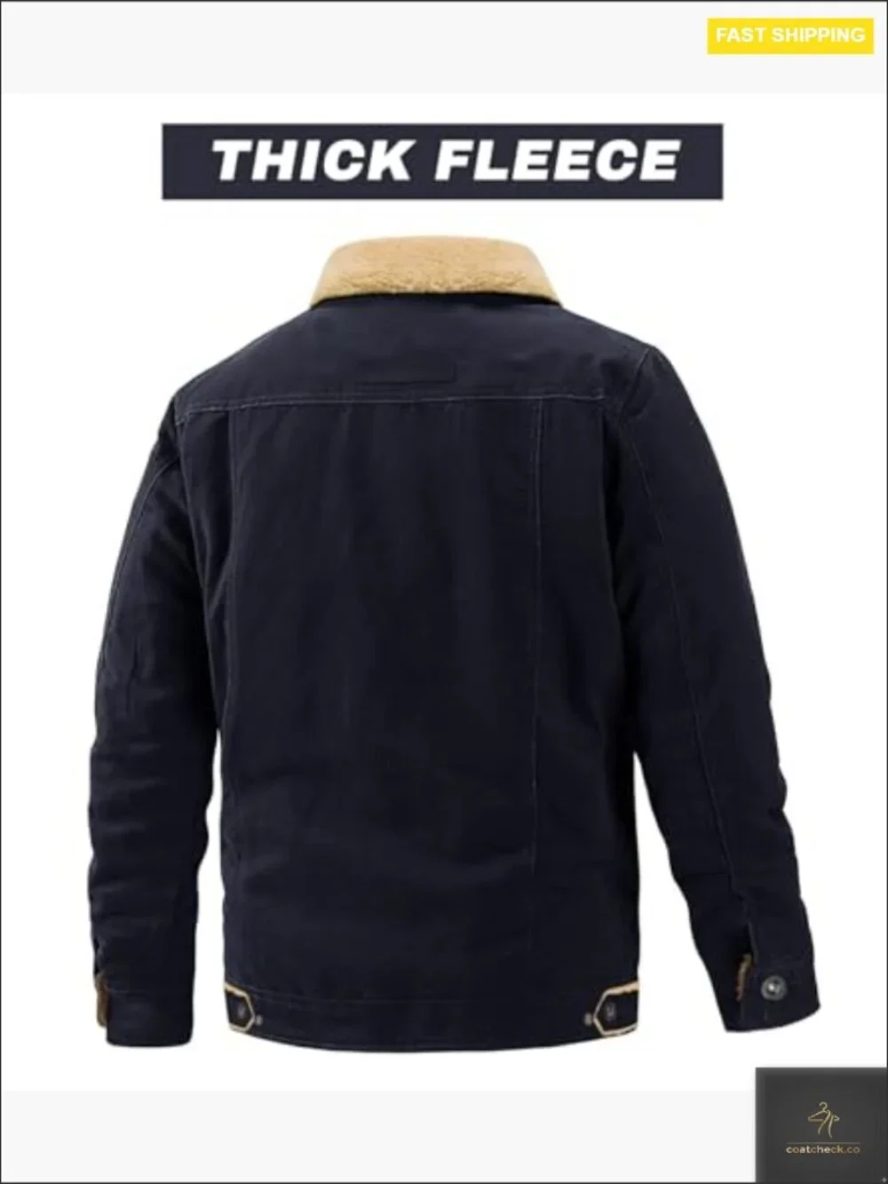 Men's Thermal Winter Jacket Fleece Lined Cargo Work Coat Warm Cotton Sherpa
